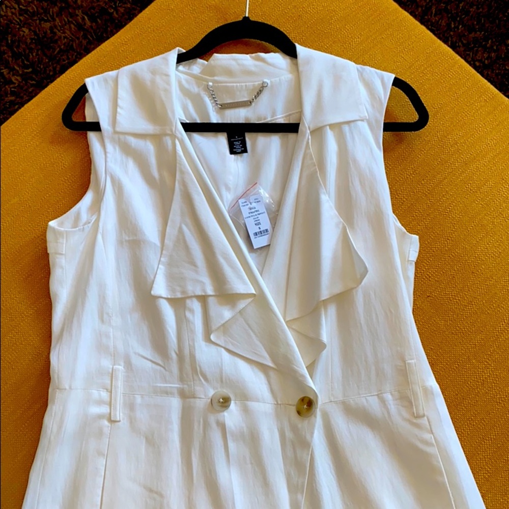 Long Vest off white by White/Black